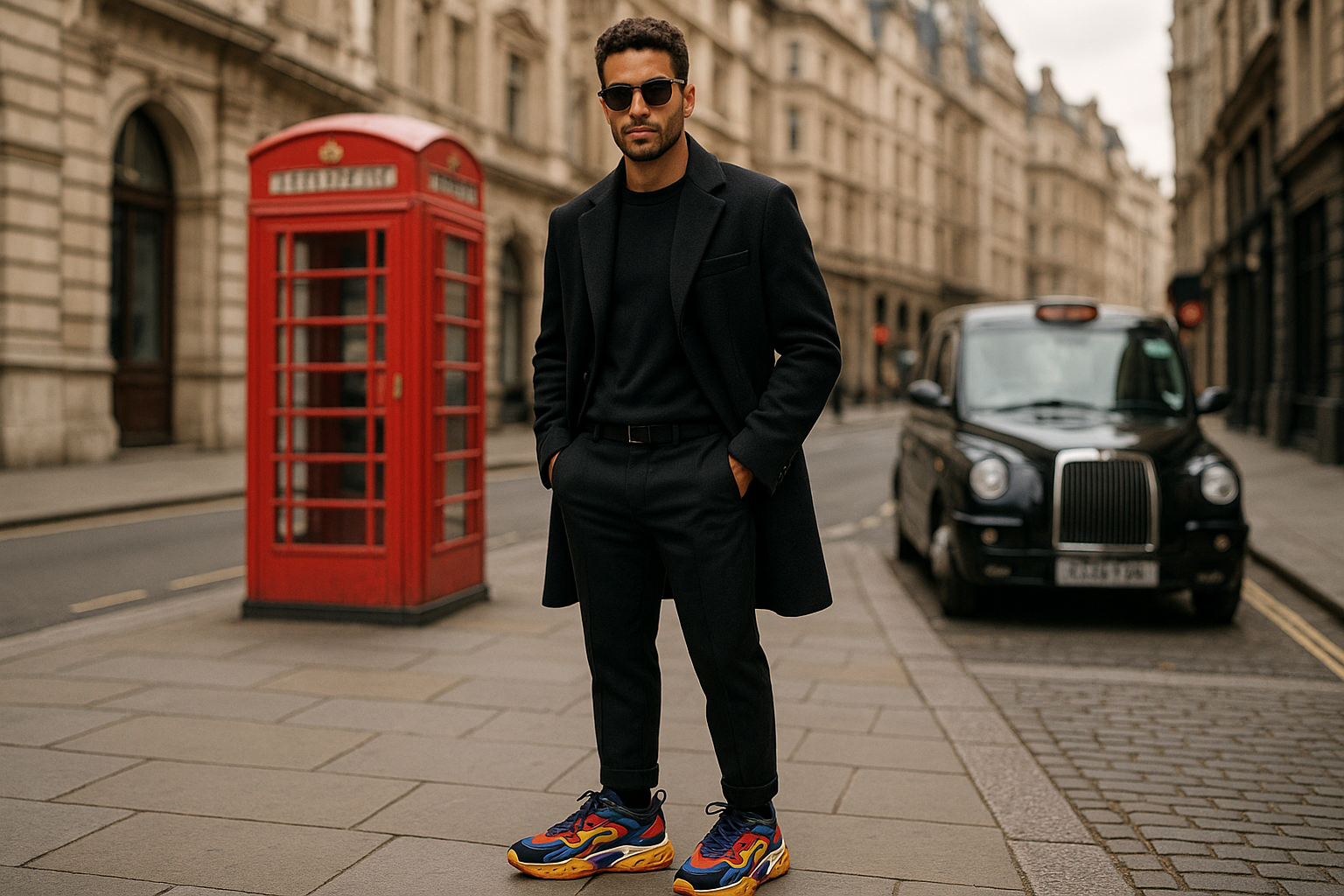 create an image of the man with the stylest shoes in london streets